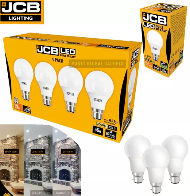 JCB LED GLS Bulbs 6w = 40w 10W = 60W 15w = 100 WATT BC B22 ES E27 3000k/6500k