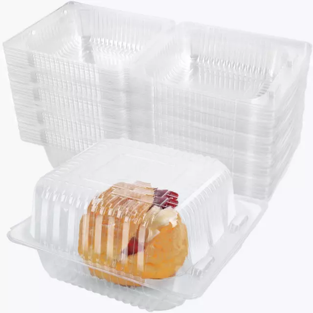 100 Pcs Clear Plastic Take Out Containers,Disposable Clamshell Dessert Container