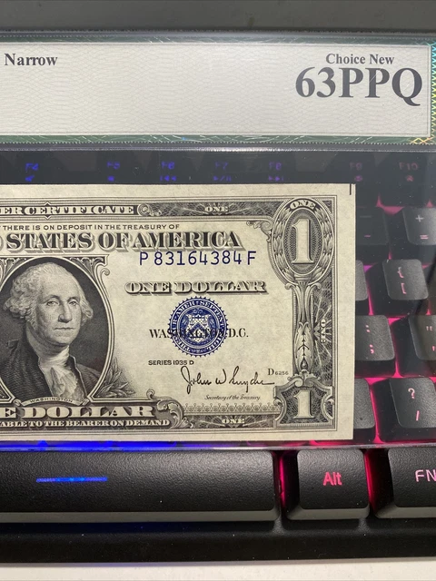 Error $1 1935-D Silver Certificate PMG 63 EPQ Gem Top Narrow (PF Black ) Rare！