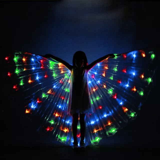 360° Kids LED Isis Wings w/ Sticks Belly Dance Stage Performance Props Shining A