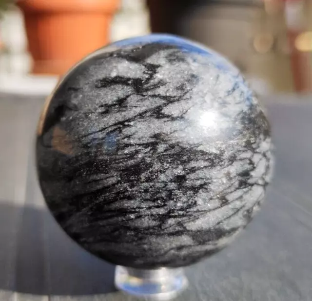 Sfera di Cristallo 196g 51mm Minerale Giada Nera Black Jade Crystal Sphere Reiki