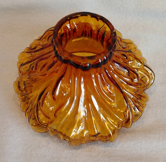 4 inch PLUME SHADE HONEY AMBER GLASS for MINIATURE OIL LAMPS - New 3