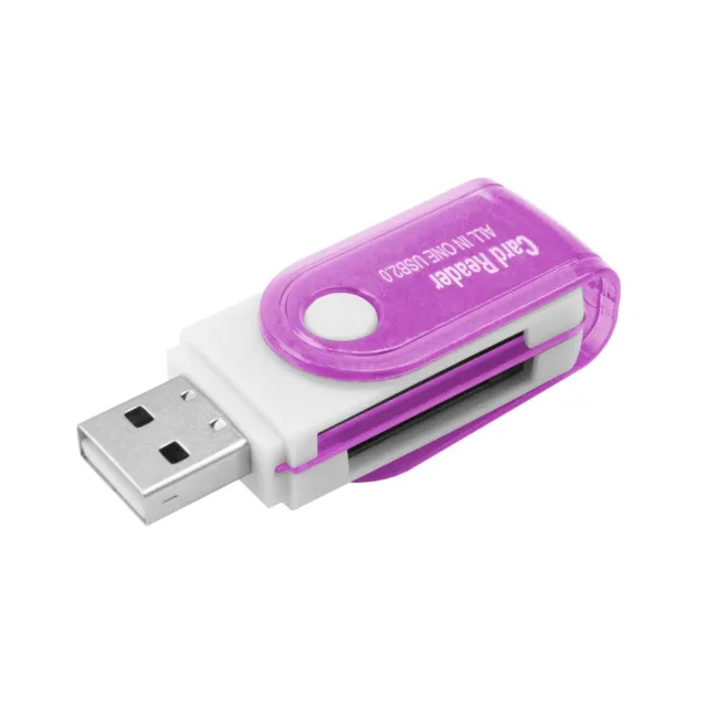 USB 2.0 Lector de Tarjetas con Tapa Adaptador Reader Micro SDHC Pro Duo Violeta