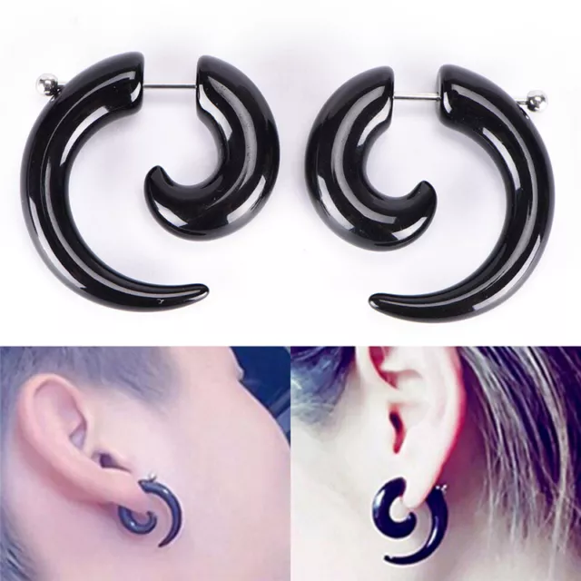 Gothic Women & Men Punk Black Acrylic Snail Stud Earrings Ear Piercing Jewelr-wf