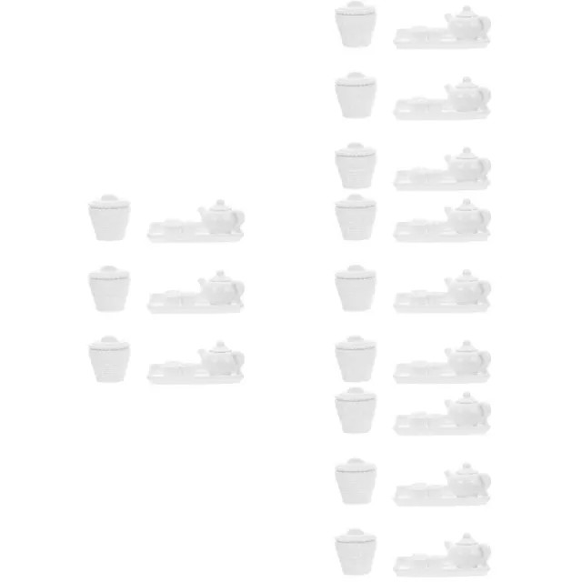 12 Sets Weiß Plastik Puppenhaus Teekanne Mini-Zubehör Für Kaffee-Dekor