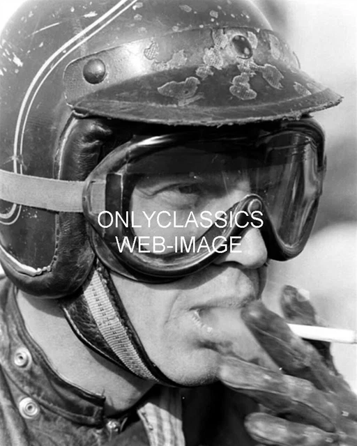 COOL STEVE McQUEEN MOTORCYCLE/AUTO RACING HELMET SMOKE CIGARETTE PORTRAIT PHOTO