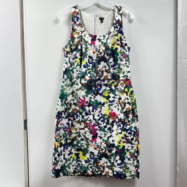 Ann Taylor Women's Multicolor Floral Sleeveless Back Zip Sheath Dress Size 8
