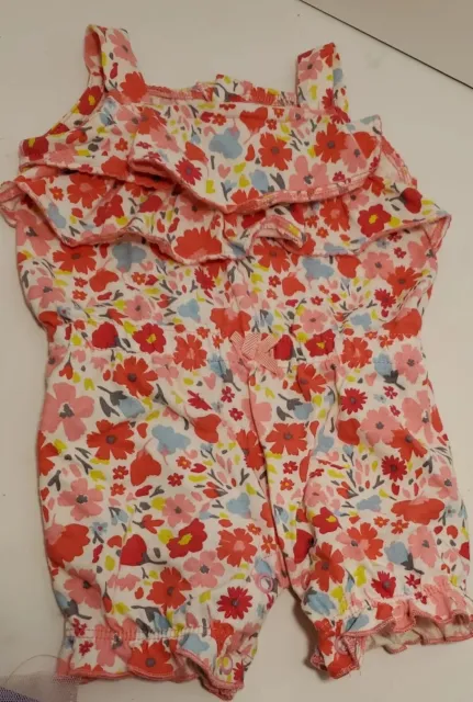 Carters Baby Girl 0 to 3 M Summer Sleeveless JUMPER Flowers Fits BAB too Snaps