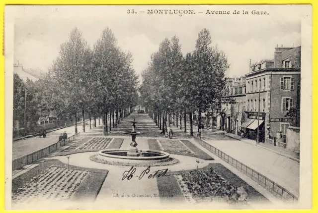 cpa 03 - MONTLUÇON (Allier) AVENUE de la GARE Fontaine Commerce