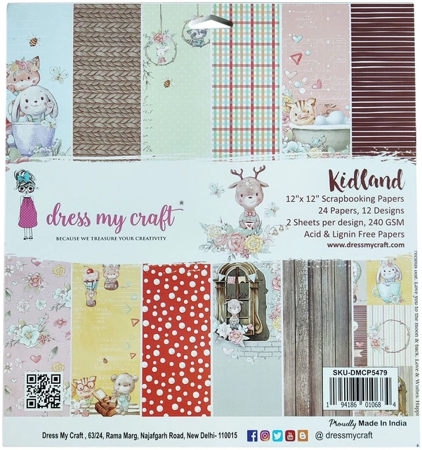 Almohadilla de papel de una sola cara Dress My Craft 12""X12"" 24/paquete-Kidland -DMCP5479