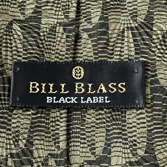 Bill Blass Black Label Silk Tie Green Black Geometric Men Necktie Made In USA