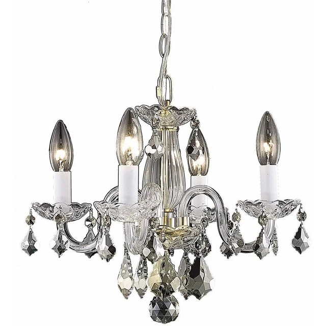 Elegant Lighting V7804D15G/RC Rococo - Four Light Pendant-Gold Finish-Royal Cut
