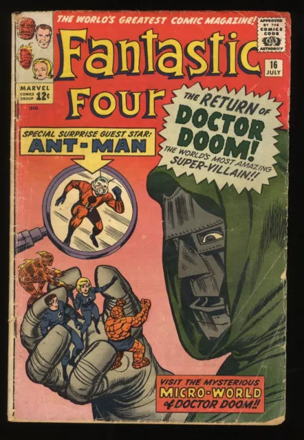 Fantastic Four #16 GD/VG 3.0 Doctor Doom and Ant-Man Appearance! Marvel 1963