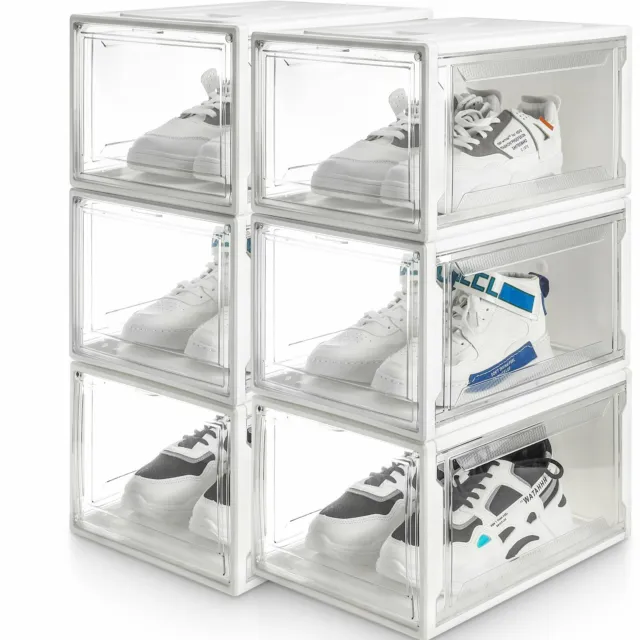 3/6er Set Schuhbox stapelbarer Schuhorganizer, Kunststoffbox mit durchsichtiger