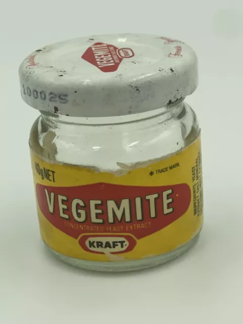 RARE MINI VINTAGE VEGEMITE GLASS JAR COLLECTABLE AUSTRALIAN 40g ADVERTISING