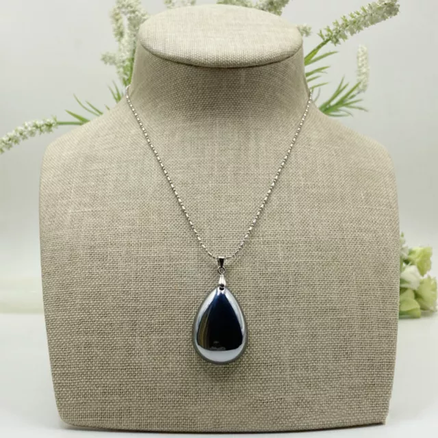 Natural Terahertz Wave Gemstone Drop Amulet Carved Pendant Necklace Healing 3