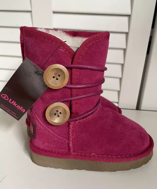 UKALA EMU AUSTRALIA GIRLS PINK SUEDE BOOTS MERINO WOOL TODDLER KIDS Sz K/E8 NWOT