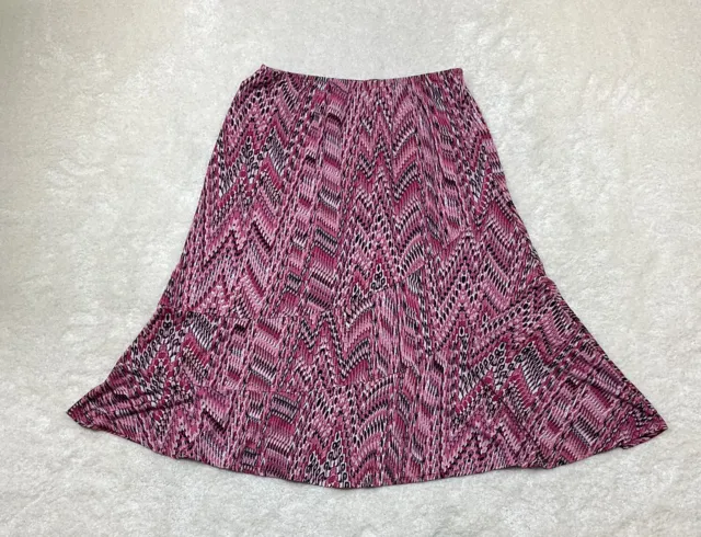 Kim Roger Womens  Size XL Pink Multicolor Abstract Print Skirt Elastic Waist