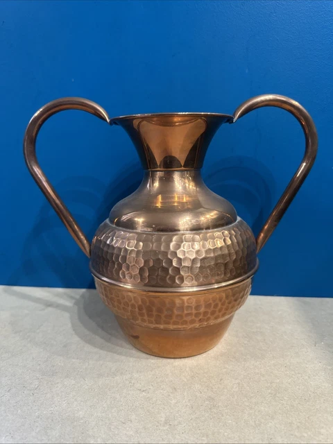 Vase ou cruche en cuivre villedieu L.Lecelier et anses en laiton vintage