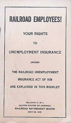 1939 Railroad Employee Unemployment Insurance Booklet Retirement Board 10pgs