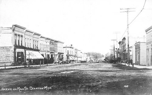 Main Street View Stanton Michigan MI Reprint Postcard