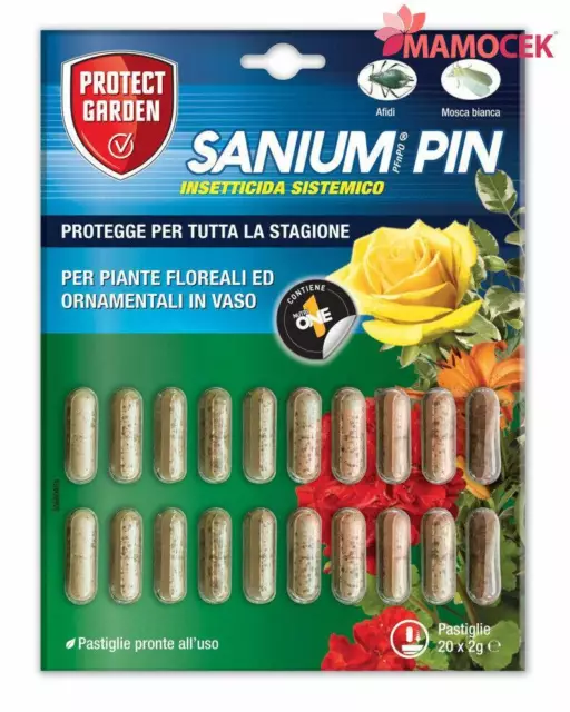 SANIUM PIN 20 pastiglie insetticida sistemico radicale piante in vaso con con...