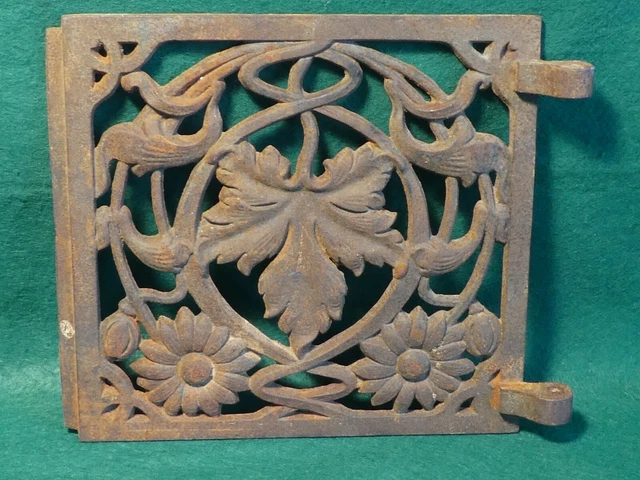 Wunderbar Antik Ofentür Ofen Tür Weinblatt Dekor Jugendstil Metall Gusseisen