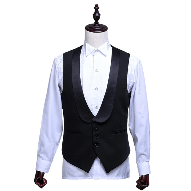 Uomo Matrimonio Gilet Scialle Bavero Abito Canotta Giacca Slim Fit Formale Top