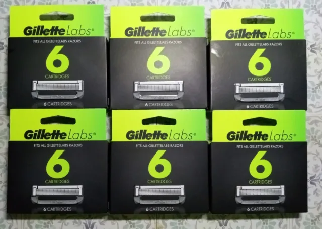 Hojas de afeitar Gillette Labs lote de 6 - 36 cartuchos en total