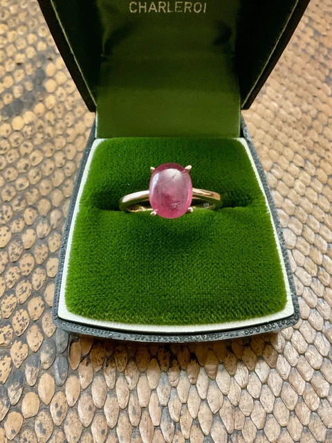 Bague Ancienne En Argent Massif 900 - Cabochon Rouge - Taille 58/59 - Style Art Déco - Occasion