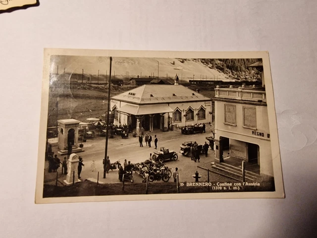 Cartolina Brennero Confine con l'Austria auto moto animata 1934 (ST255)  ^