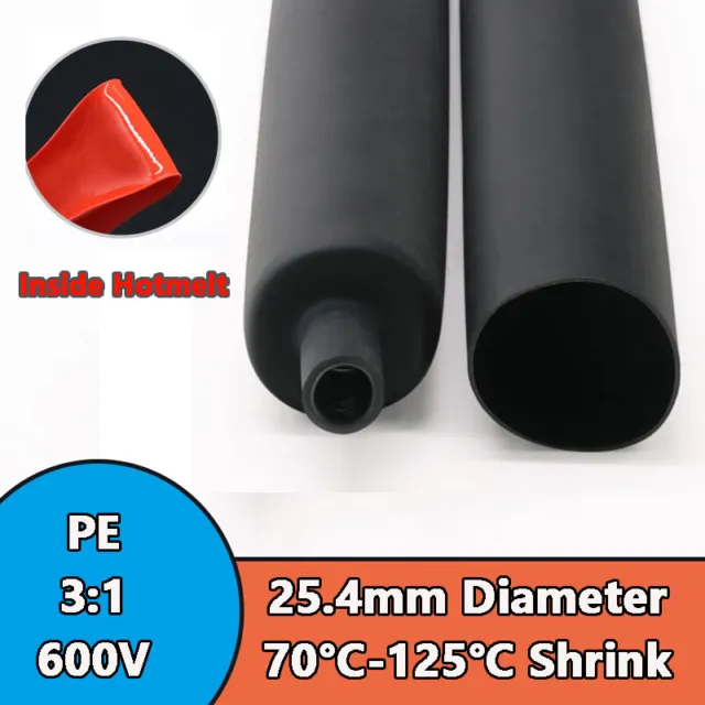 Tubo termoretraibile 3:1 adesivo rivestito in PE manicotto riducibile a calore diametro 25,4 mm