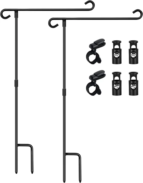 HOOSUN Garden Flag Stand Holder Pole Easy to Install Strong Sturdy Wrought Iron