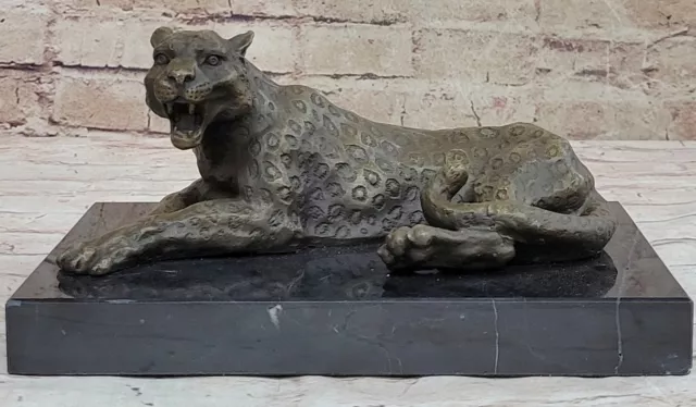 Hecho a Mano Caliente Reparto Bronce Estatua de Una Majestic Puma Art Déco Fauna