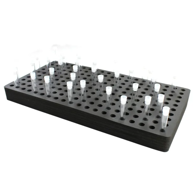 Test Tube Freezer Stand Transport Holds 200 Fits up to 16mm Black Foam Rack