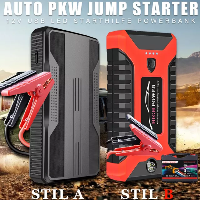 99800mAh Auto KFZ Starthilfe Jump Starter 600A Booster Powerbank Ladegerät 12V