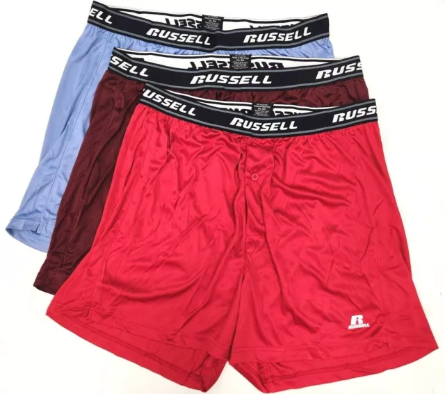 Big & Tall Russell Quick Dry Boxer Shorts Underwear 3-Pack 2X 3X 4X 5X