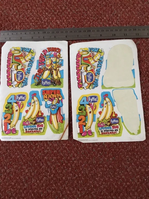 Vintage Original  1979 Fyffe’s Banana Stickers X 8 Peel Back