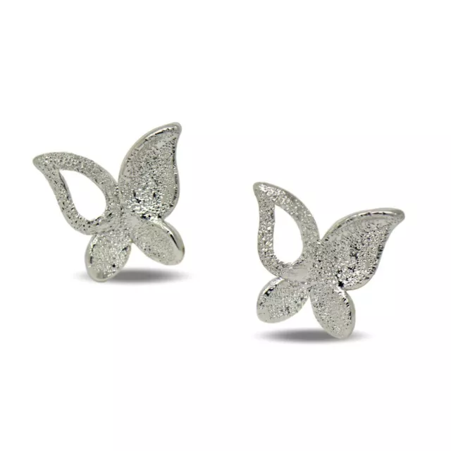 9ct White Gold Filled Womens Stylish Butterfly Stud Earrings 9K GF