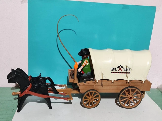 PLAYMOBIL WESTERN CHARIOT Charrette Cowboys Chevaux EUR 3,50 - FR