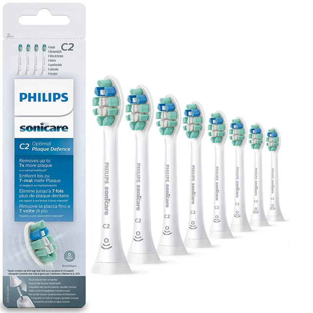 Cabezales de cepillo de dientes eléctrico de reemplazo óptimo para Sonicare C2 blancos 4/8/12 Reino Unido