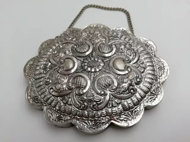 Ancien Miroir Polylobé Ottomans En Argent Repoussé