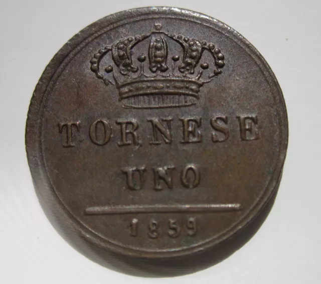 *Regno di Napoli, Ferdinando II(1830-1859) : Tornese 1859 periziato qFDC