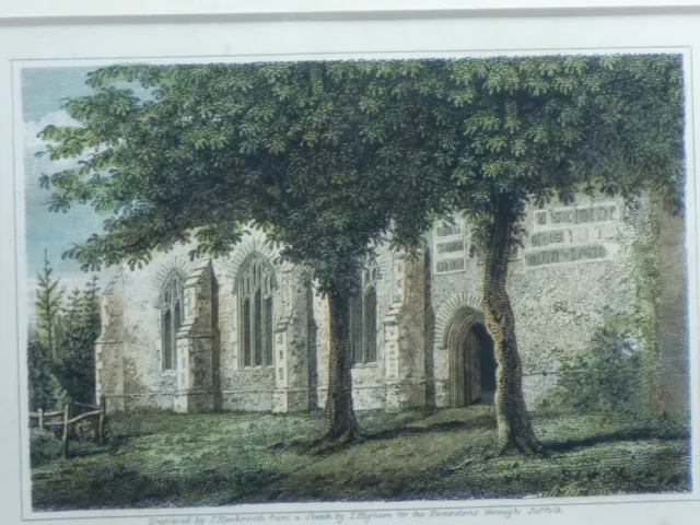 Botesdale Chapel Church Um 1820 Suffolk Copper T.Higham J.Hawkswoth