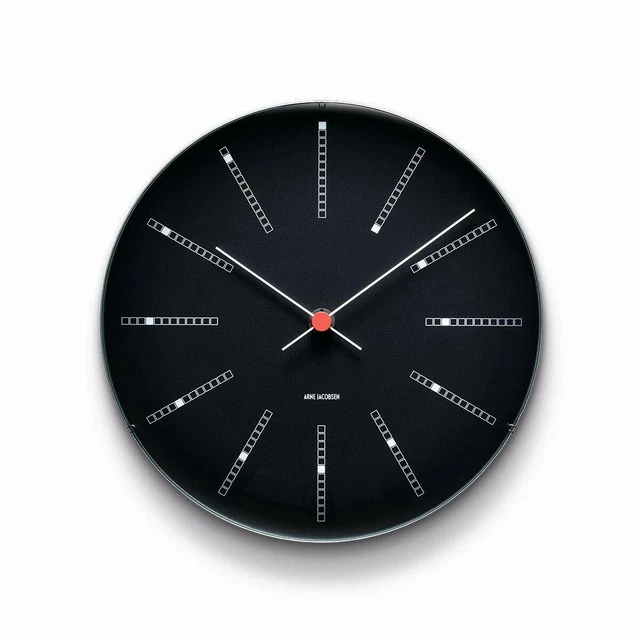 Arne Jacobsen Orologio da Parete, Nero, 10.5x36x36.5 (S0Y)