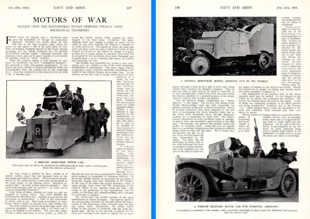 1915 Wwi ~ Armoured Motor Car British French German Examples