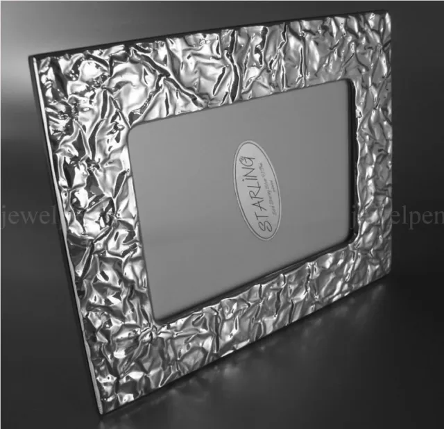 Massive 925 Sterling Silver Photo Frame Polished Creased Effect 13x18 (T1)