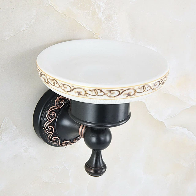Bathroom Accessory Wall Mount Oil Rubbed Bronze Ceramic Soap Dish Holder Zba453