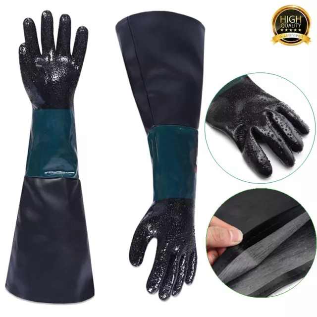 1Pair Heavy Duty Sandblasting Gloves 60cm For Sandblaster Sand Blast Cabinet