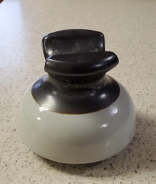 Vintage Large Heavy Brown /gray Ceramic 4 inch High Voltage Power Line Insulator